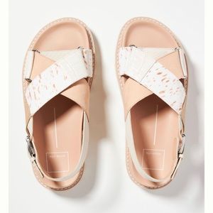 Dolce Vita Patchwork Platform Sandals Animal Print/Cream SZ 8 1/2